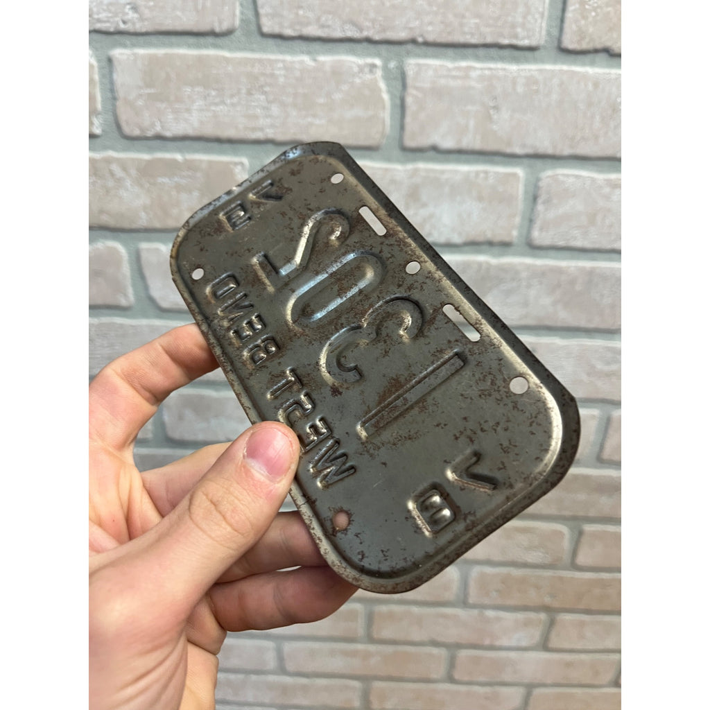 Vintage Wisconsin Bicycle Bike License Plate Embossed West Bend 1978-1979