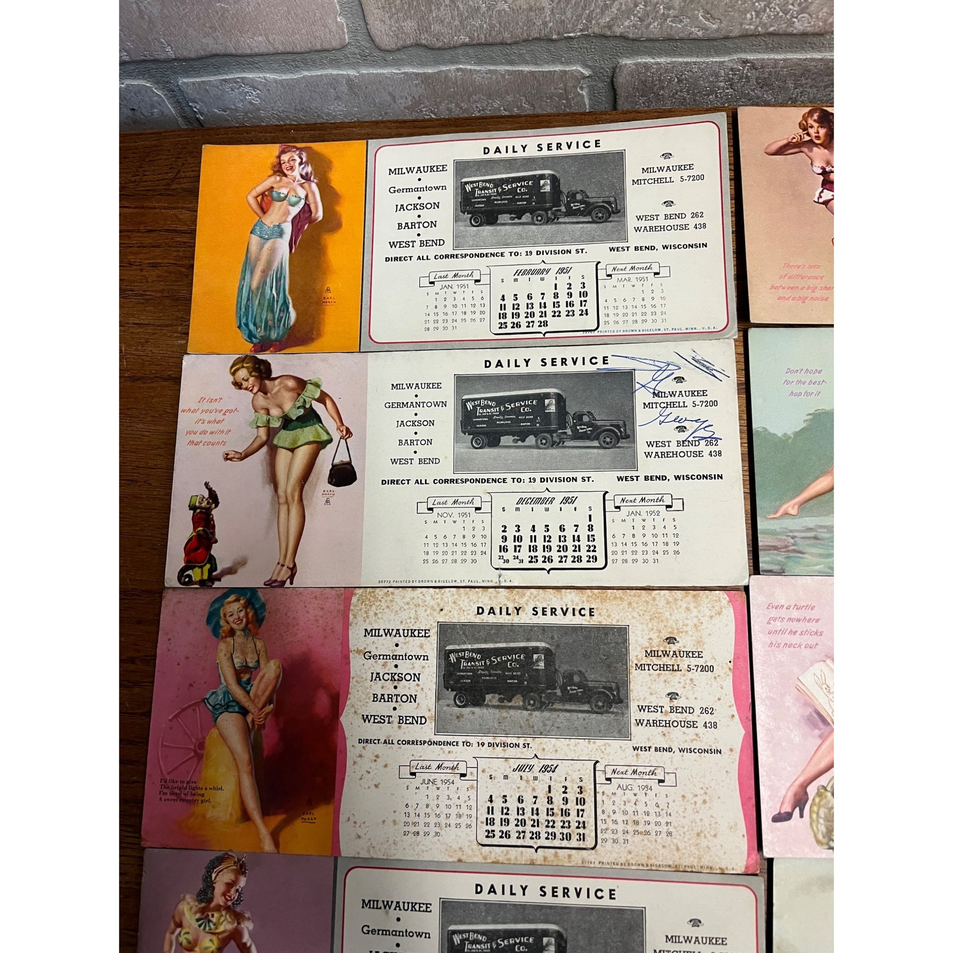 Vintage Earl Moran Pinup Girls Adv. Ink Blotters West Bend Transist Company WI