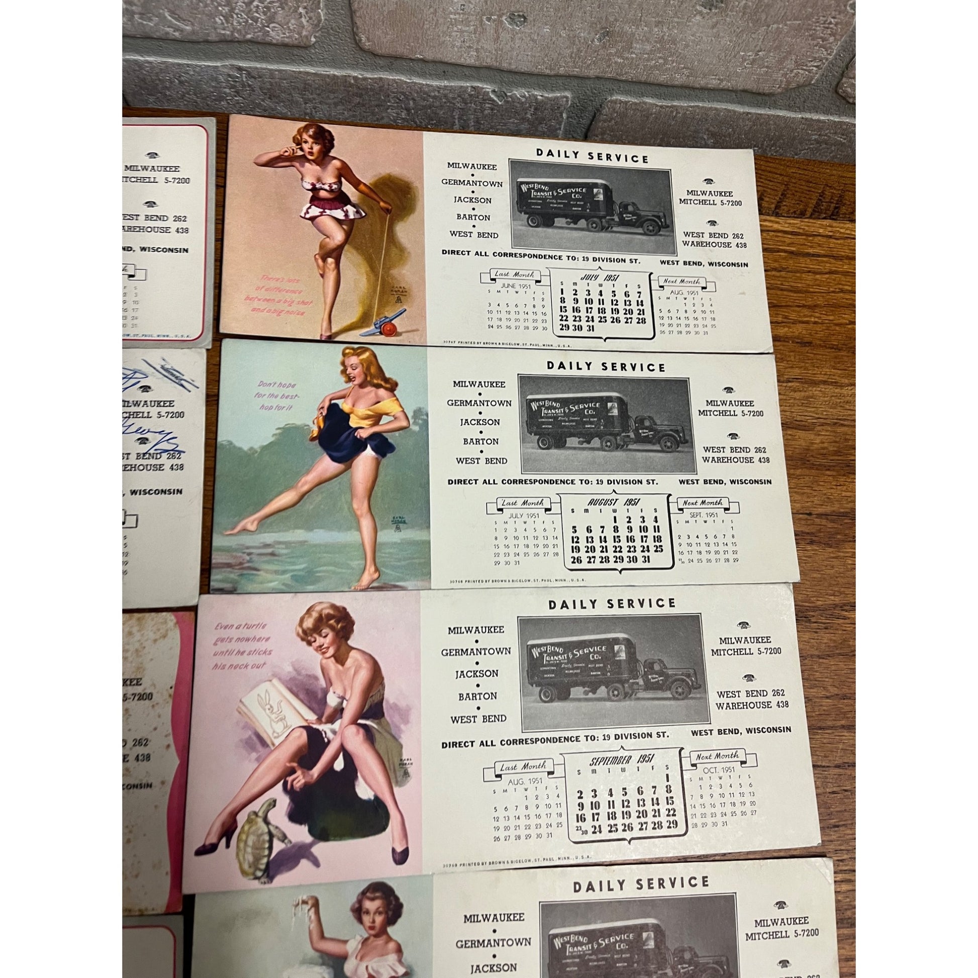 Vintage Earl Moran Pinup Girls Adv. Ink Blotters West Bend Transist Company WI