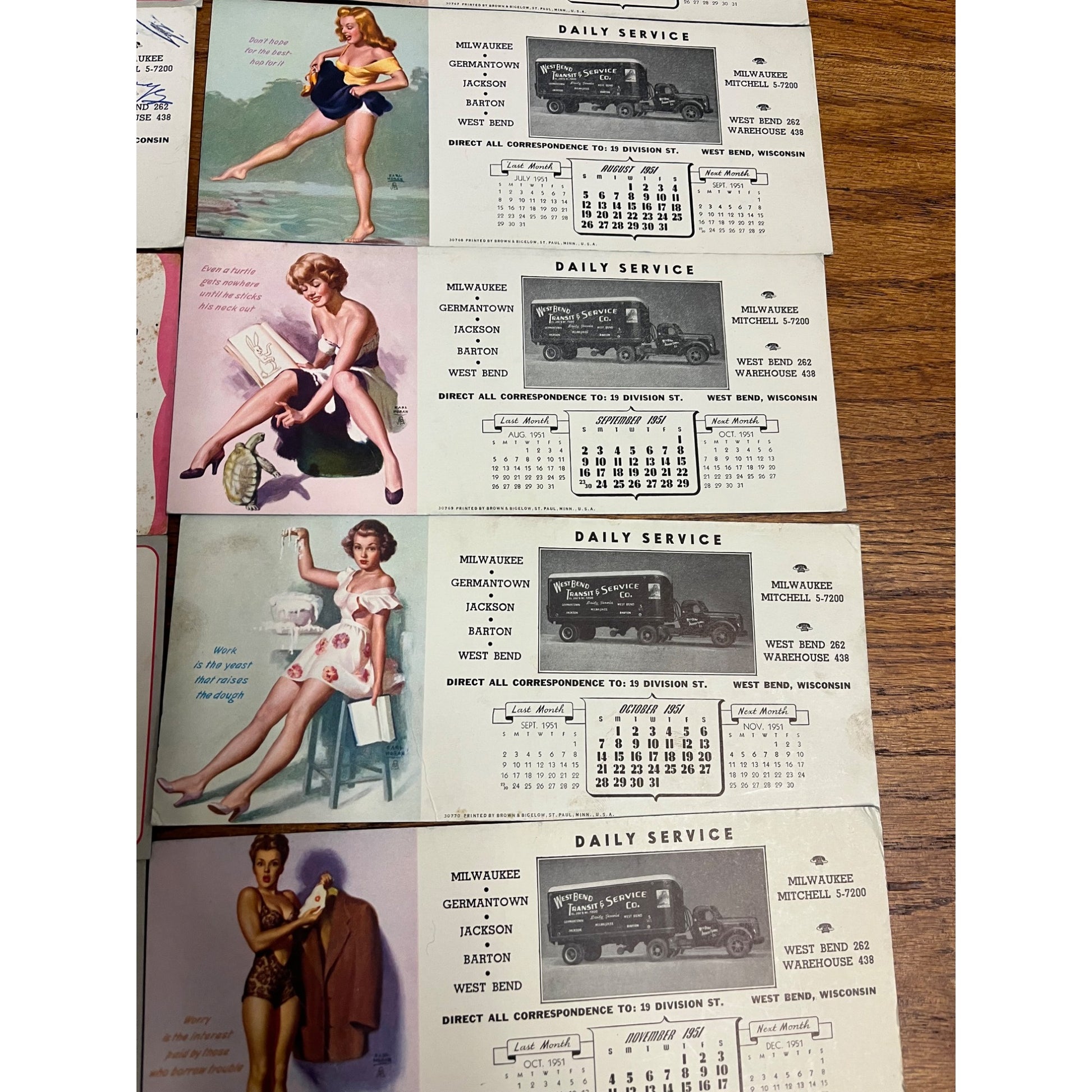 Vintage Earl Moran Pinup Girls Adv. Ink Blotters West Bend Transist Company WI