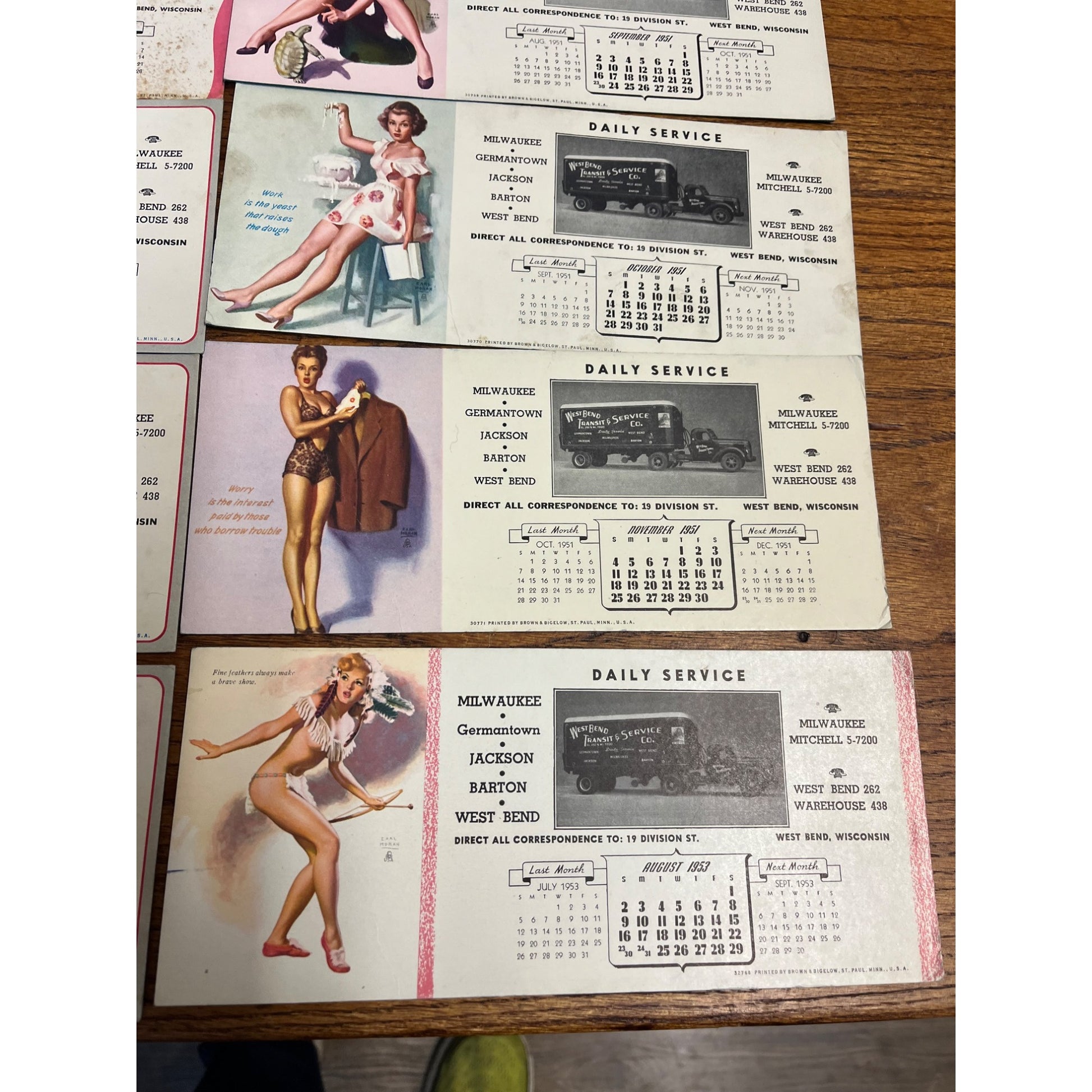 Vintage Earl Moran Pinup Girls Adv. Ink Blotters West Bend Transist Company WI