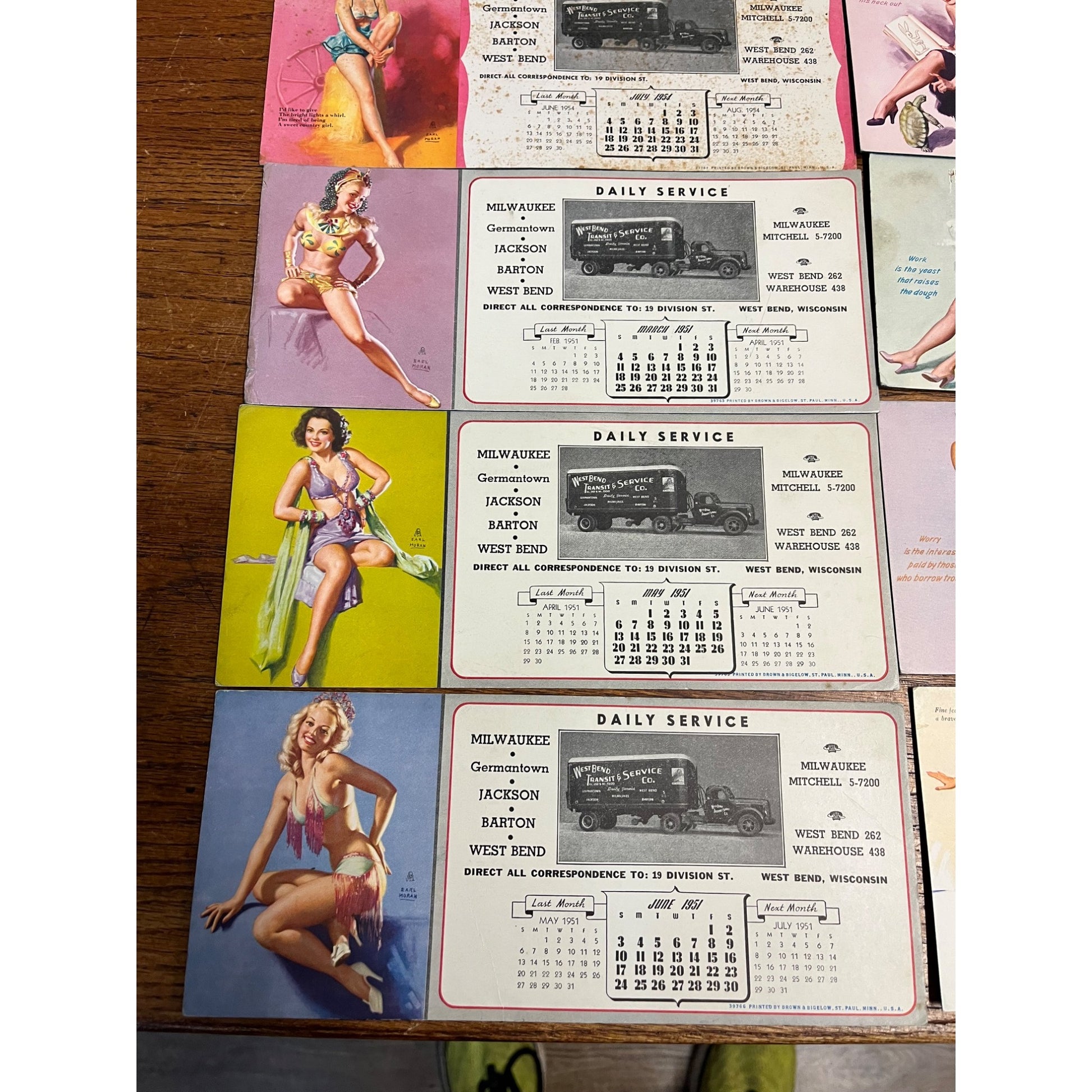 Vintage Earl Moran Pinup Girls Adv. Ink Blotters West Bend Transist Company WI