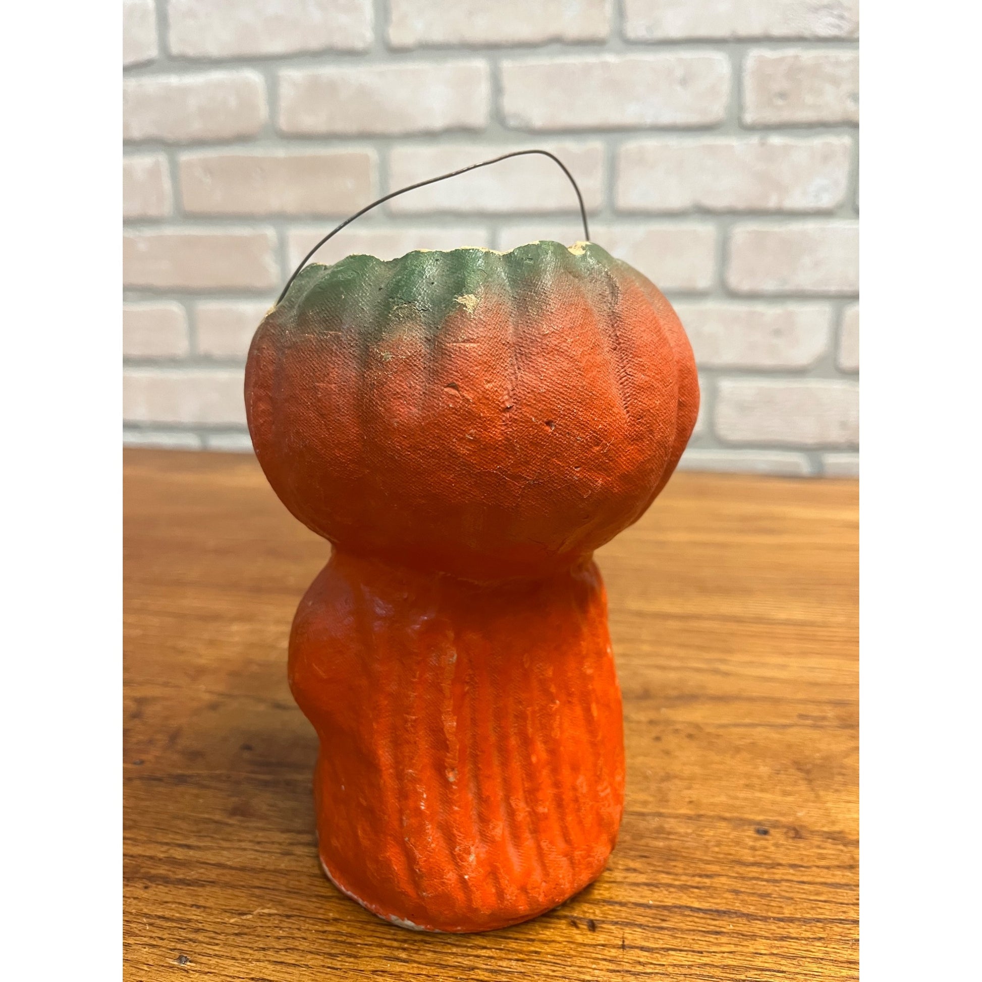 Vintage Halloween Paper Mache Pulp Standing Pumpkinman JOL Lantern