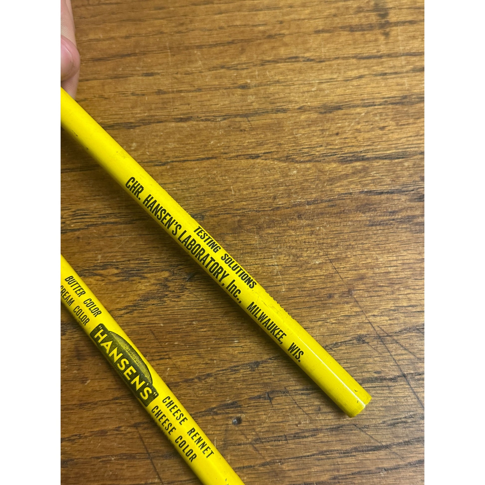 Vintage Hansen's Laboratory Milwaukee Lot (2) Advertising Pencils Butter Cheese