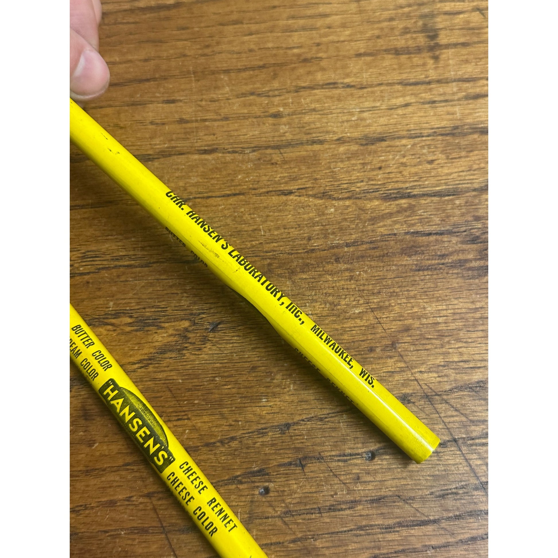 Vintage Hansen's Laboratory Milwaukee Lot (2) Advertising Pencils Butter Cheese