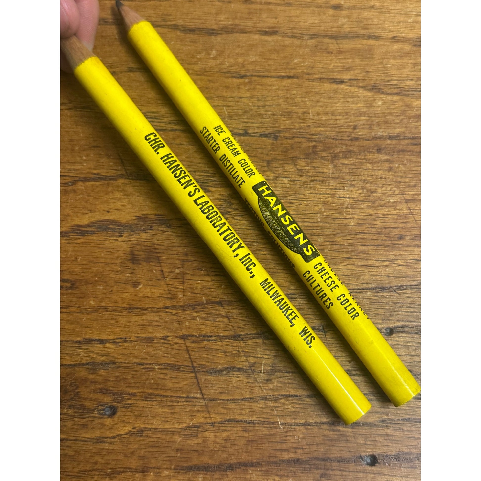 Vintage Hansen's Laboratory Milwaukee Lot (2) Advertising Pencils Butter Cheese