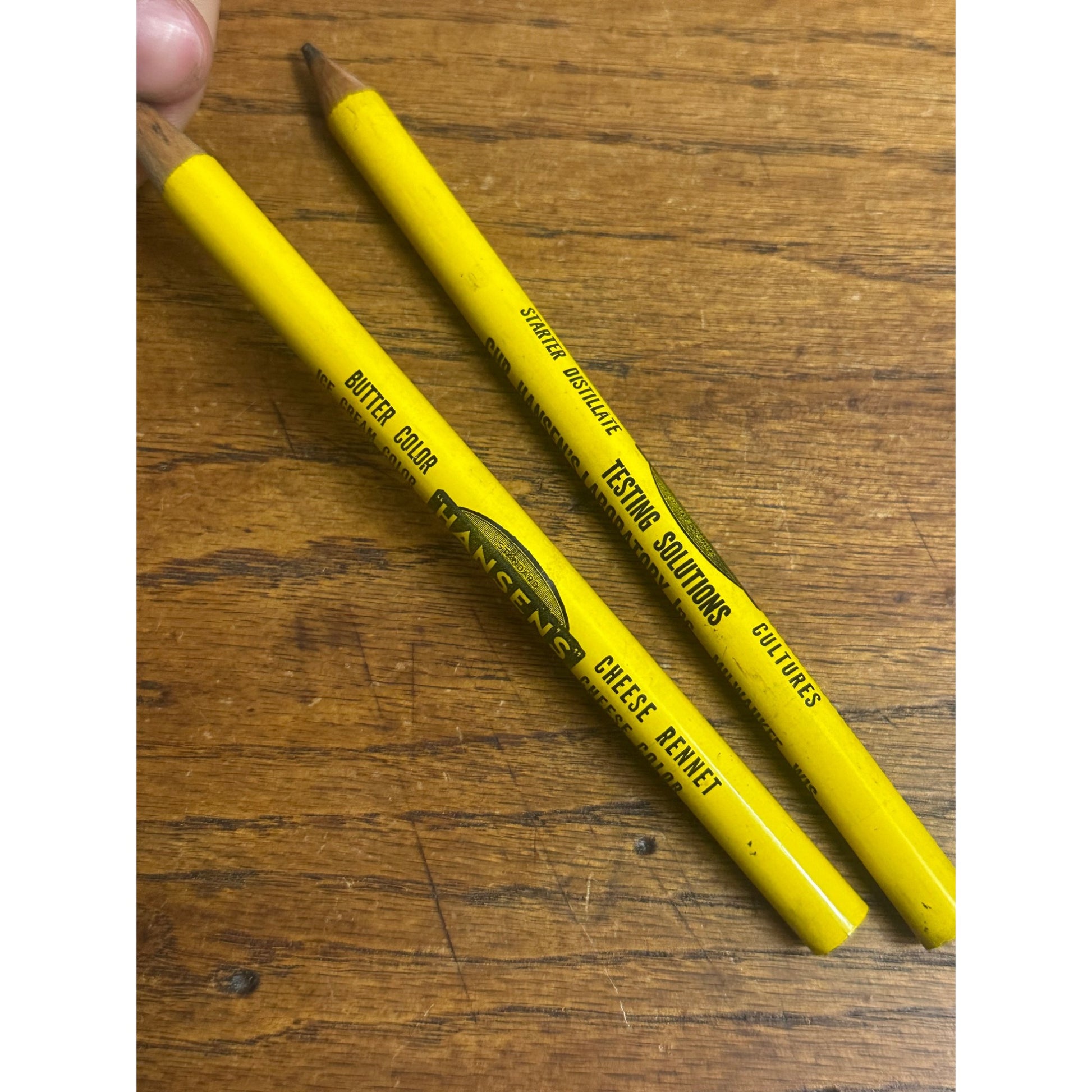 Vintage Hansen's Laboratory Milwaukee Lot (2) Advertising Pencils Butter Cheese