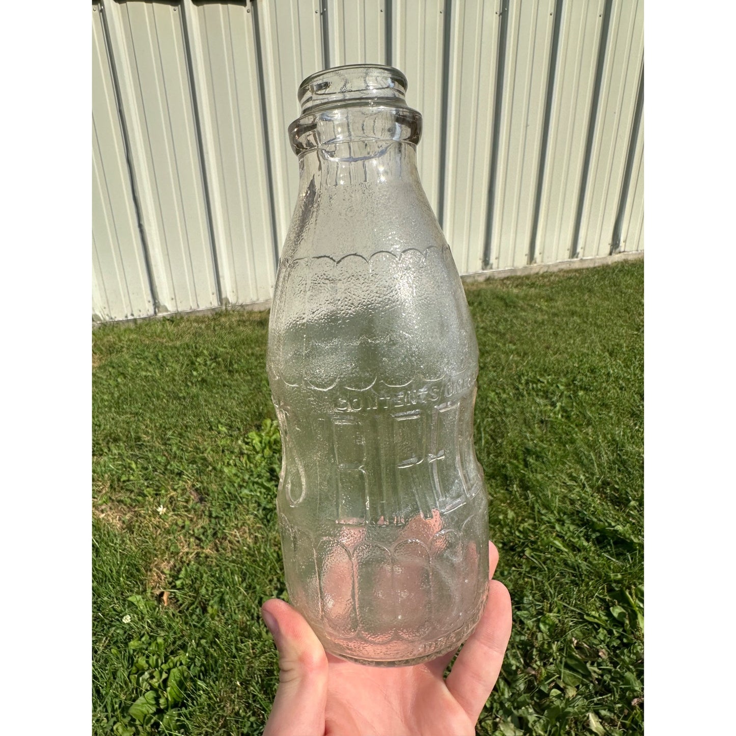 Vintage BIRELEYS Clear Embossed Quart Soda Orange Drink Bottle