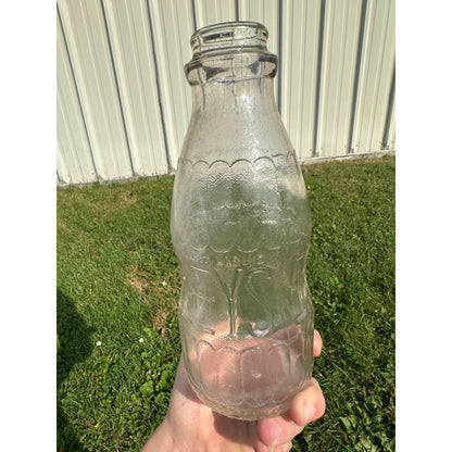 Vintage BIRELEYS Clear Embossed Quart Soda Orange Drink Bottle