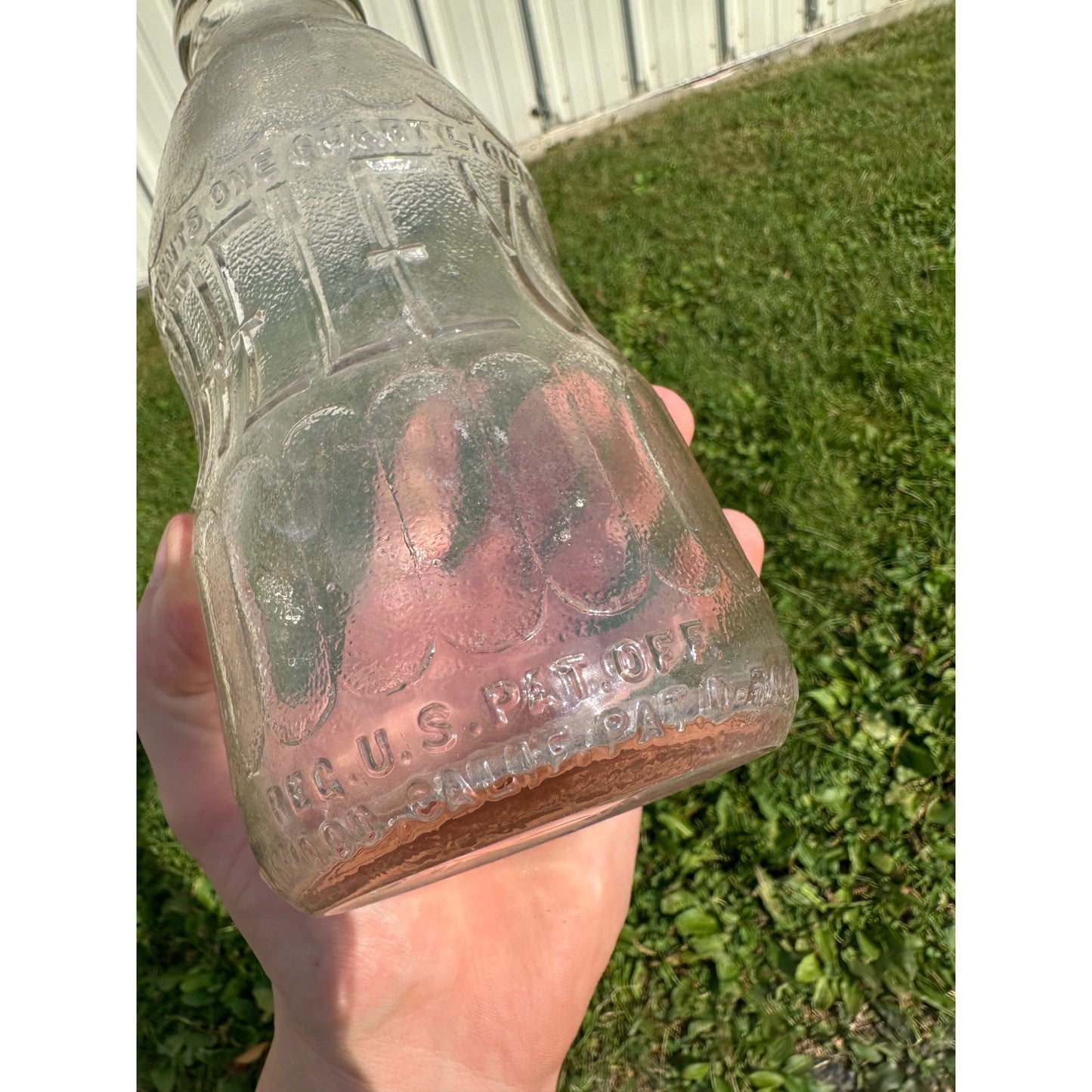 Vintage BIRELEYS Clear Embossed Quart Soda Orange Drink Bottle