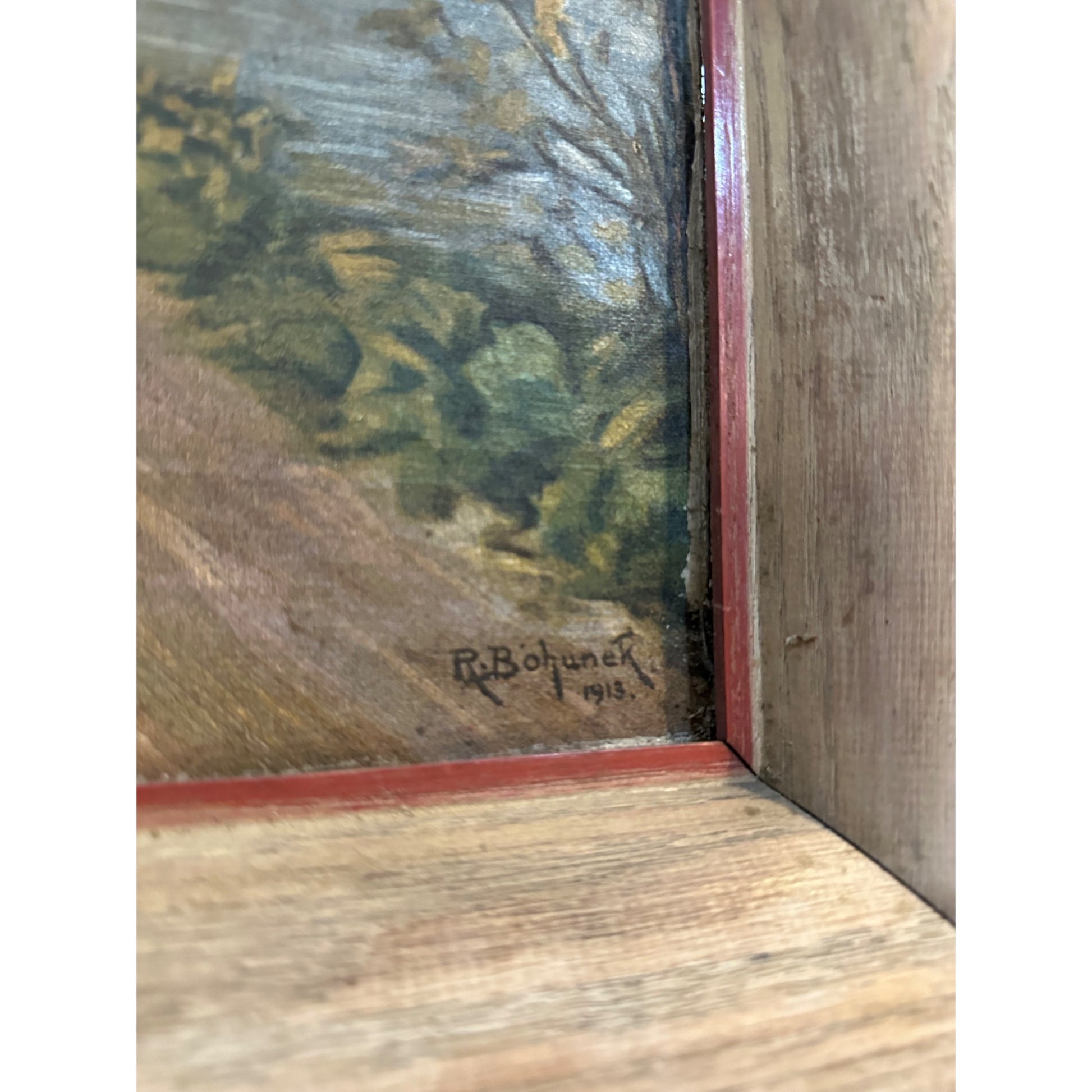 Vintage Pre-Prohibition 1913 Val. Blatz Beer Touring Car Framed Painting Sign