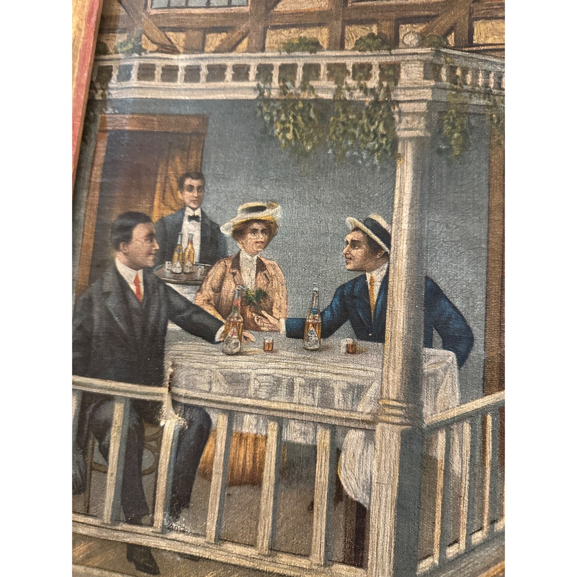 Vintage Pre-Prohibition 1913 Val. Blatz Beer Touring Car Framed Painting Sign