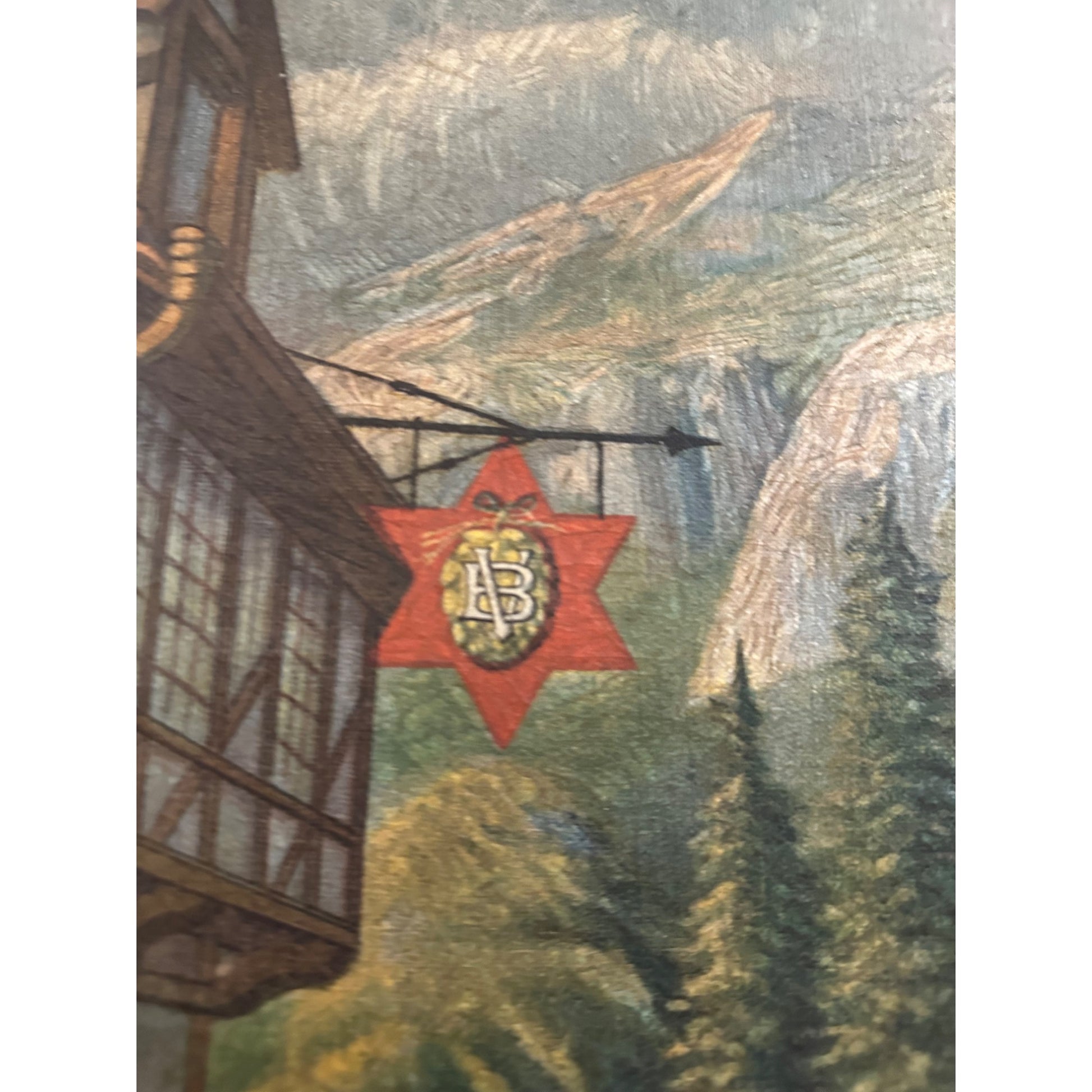 Vintage Pre-Prohibition 1913 Val. Blatz Beer Touring Car Framed Painting Sign
