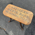 Antique Primitive Citizens Bank Menomonee Falls Wisconsin Advertising Wood Stool