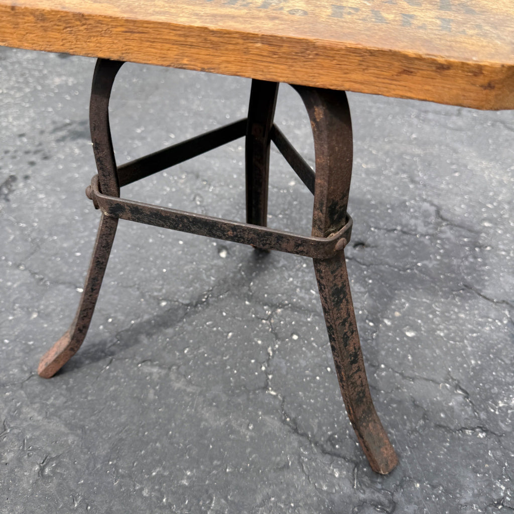 Antique Primitive Citizens Bank Menomonee Falls Wisconsin Advertising Wood Stool