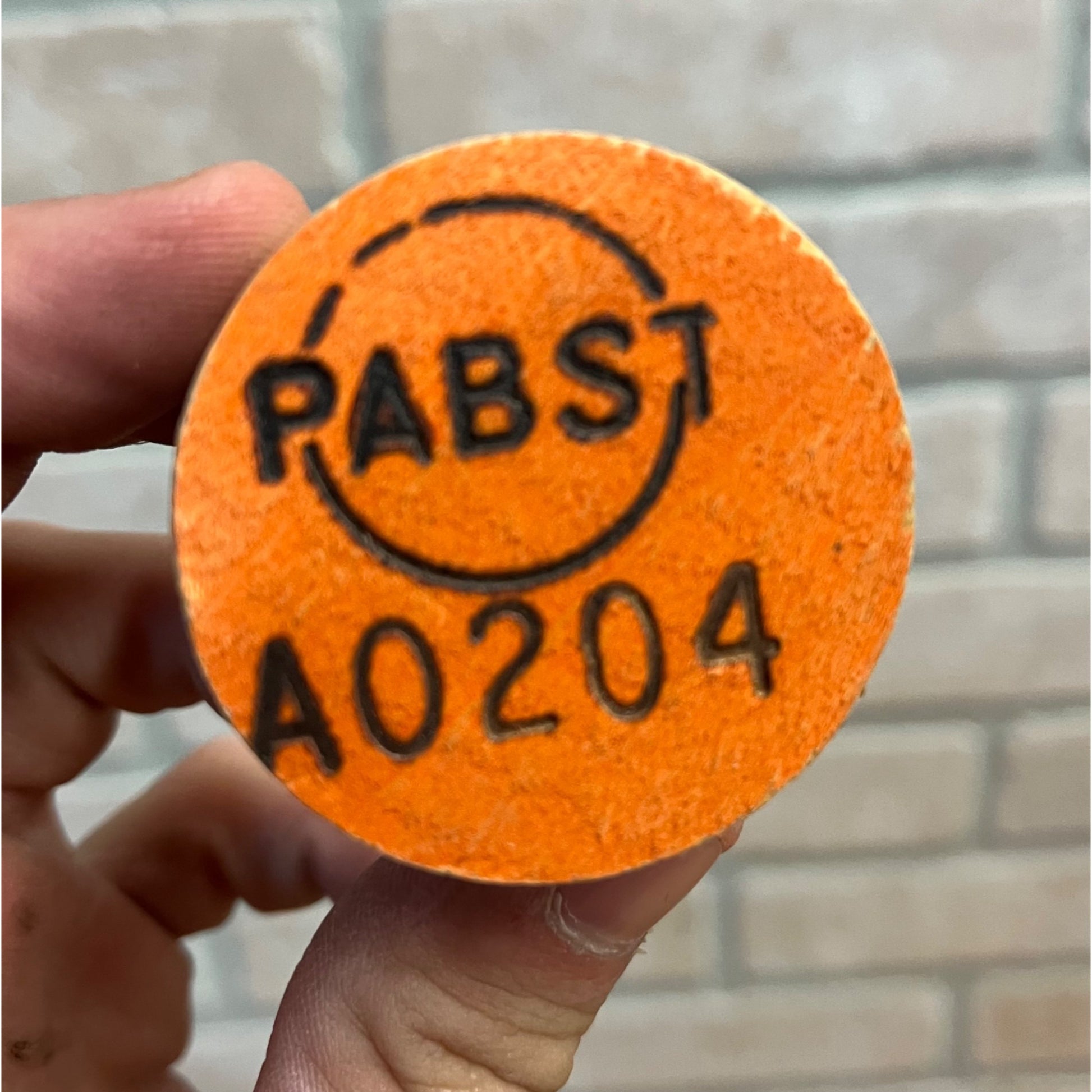 Vintage Pre-Prohibition Pabst Blue Ribbon Beer Barrel Keg Stopper Bung -- Orange