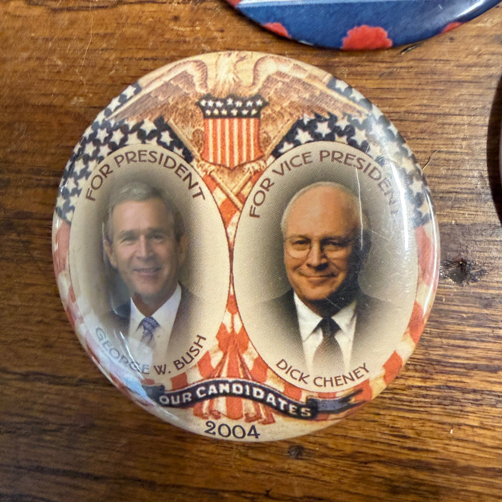 (3) Bush Cheney and Bush Sr Campaign Button Pins. Reagan Political