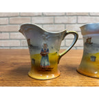 Vintage Royal Bayreuth Lot (2) Creamers Porcelain Bavaria Woman Basket Seagull