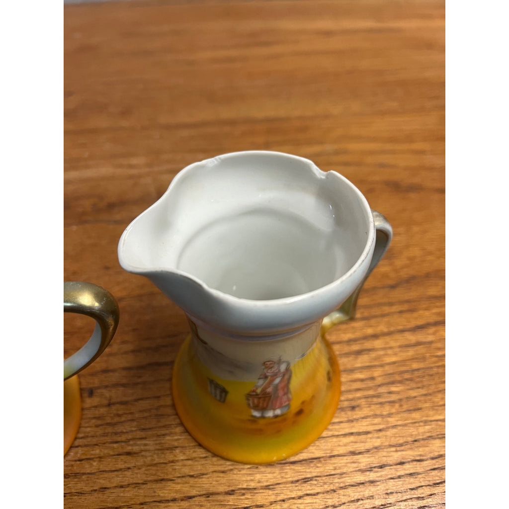 Vintage Royal Bayreuth Lot (2) Creamers Porcelain Bavaria Woman Basket Seagull