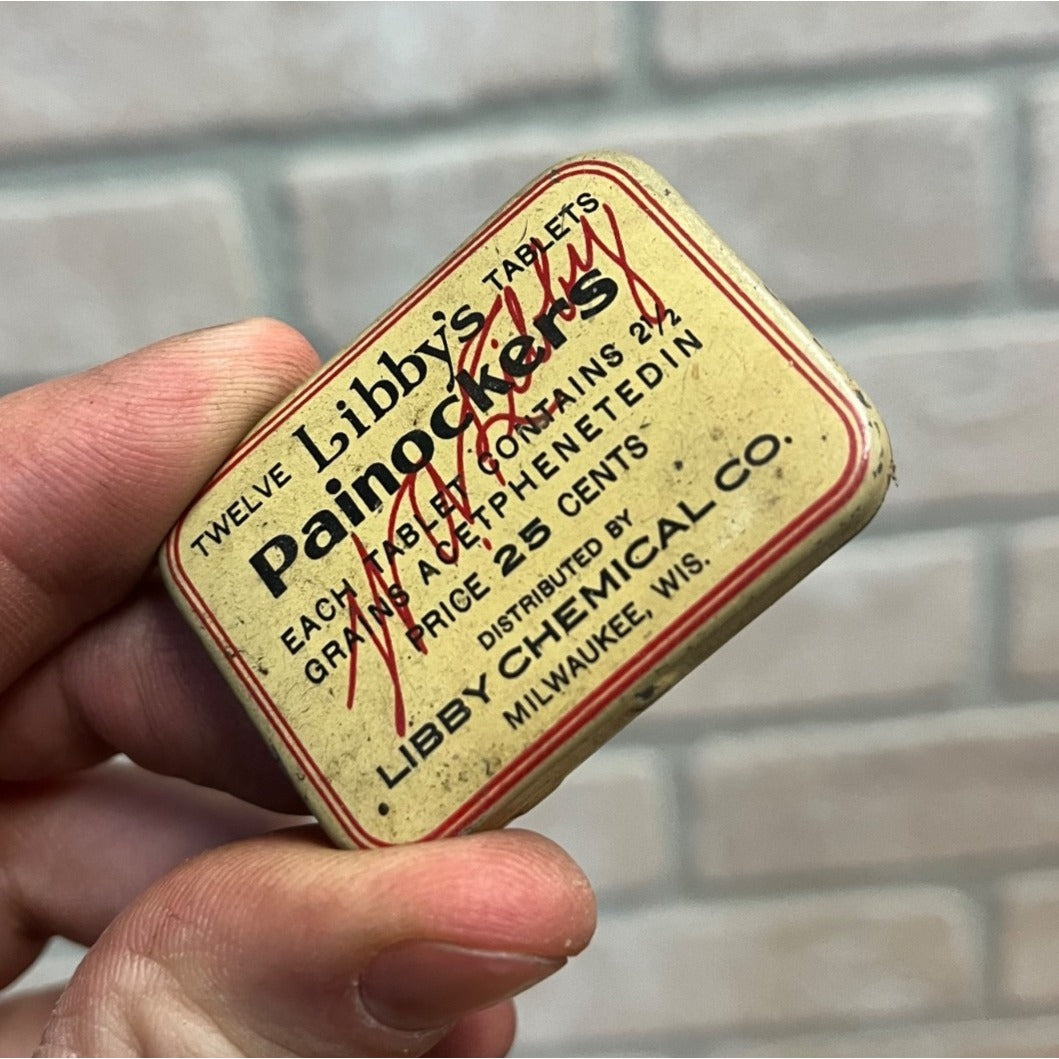 Vintage Libby's Painockers Advertising FULL Medicine Tin Milwaukee Wis