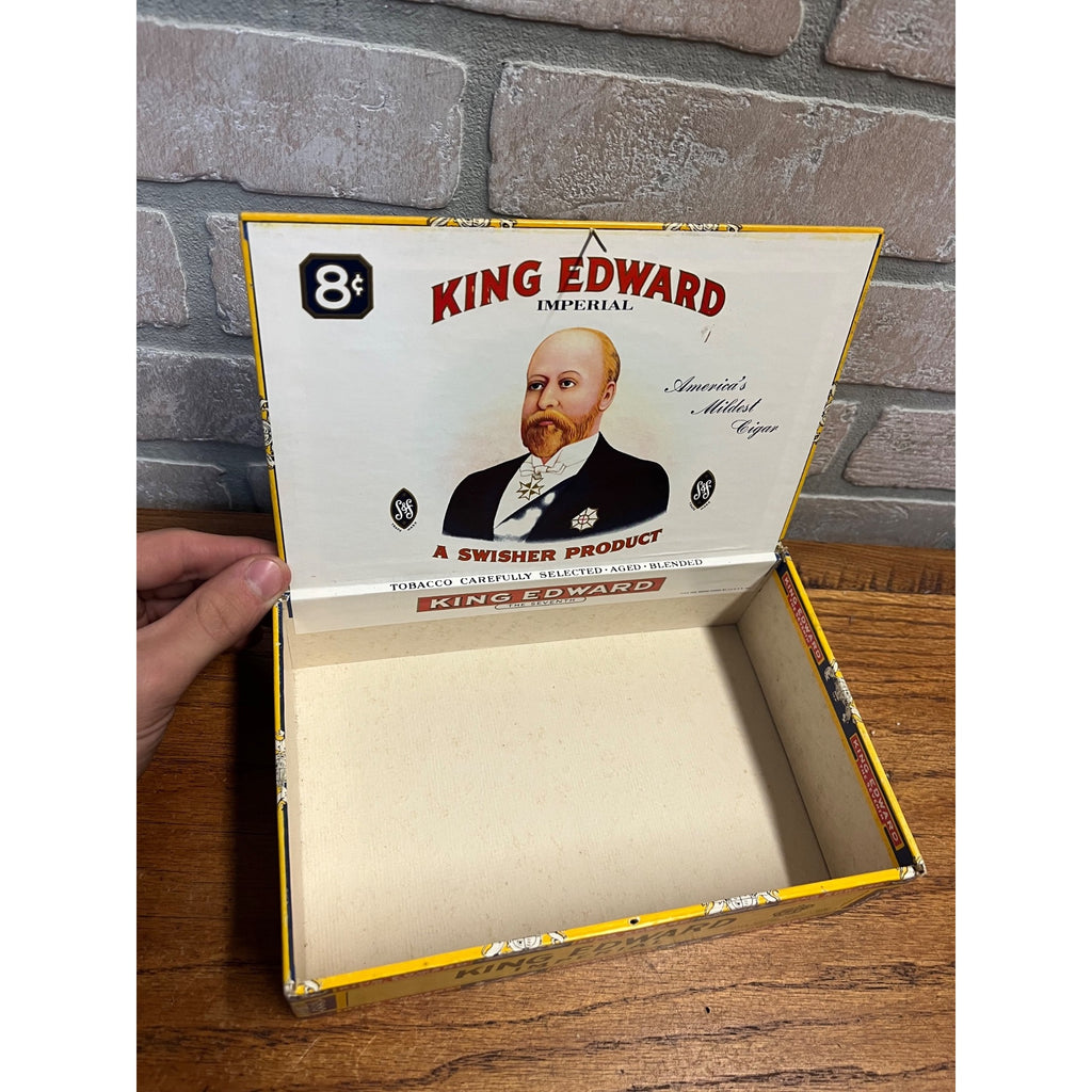 Vintage King Edward The Seventh Imperial Mild Tobaccos Cardboard Cigar Box Swisher & Son Inc. Jacksonville, Florida