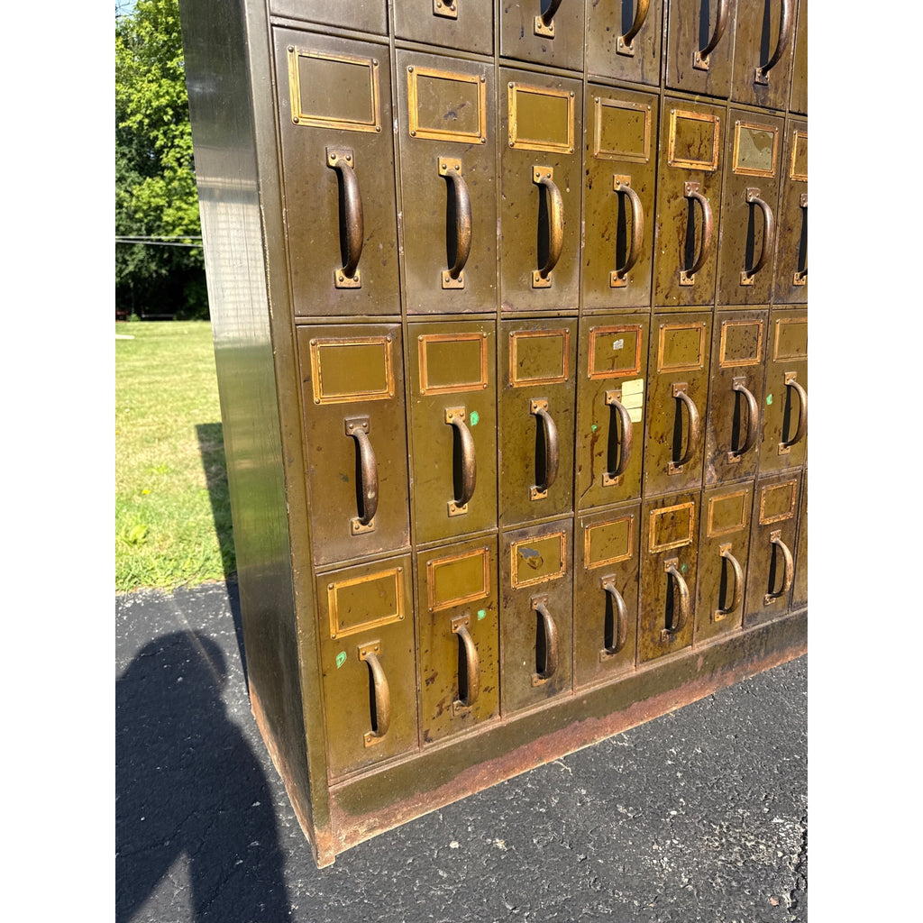 Vintage Industrial 48-Drawer File Cabinet Green Steel Office Antique Art Metal