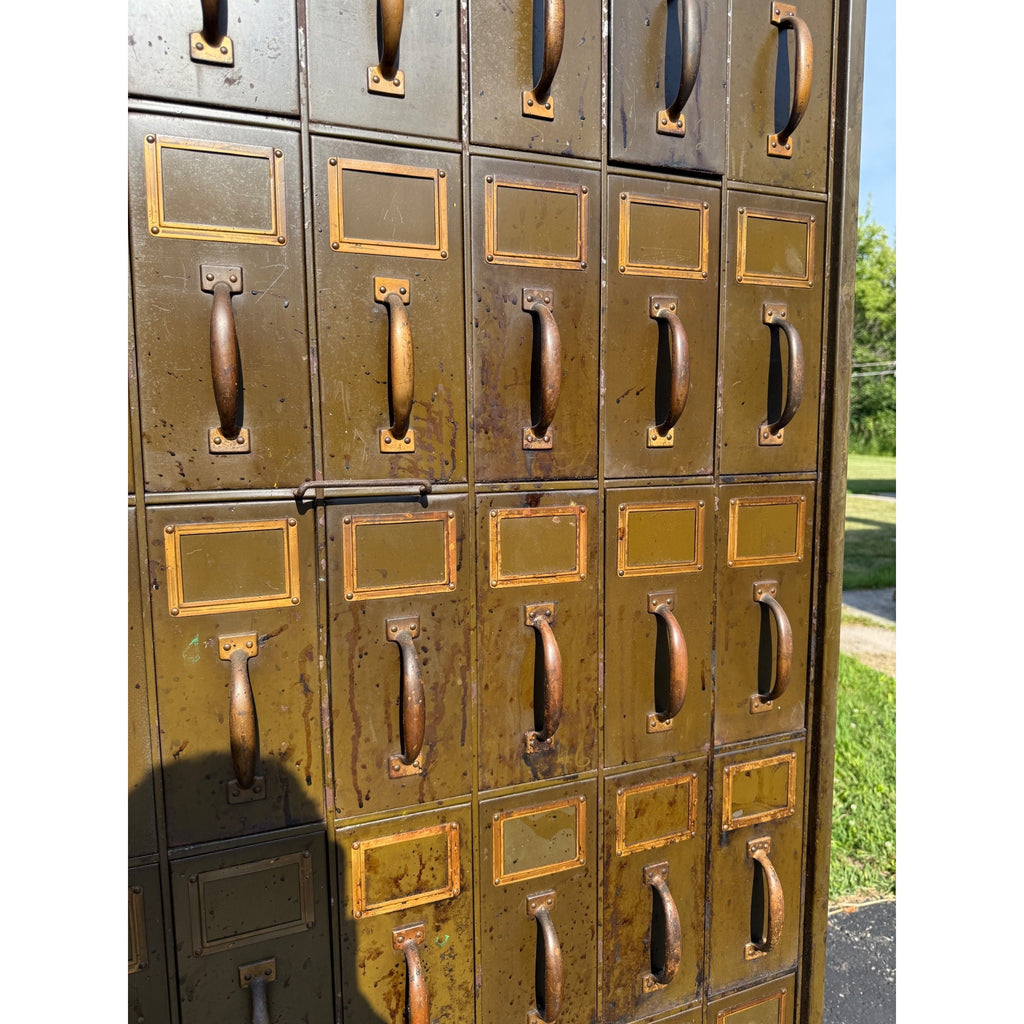 Vintage Industrial 48-Drawer File Cabinet Green Steel Office Antique Art Metal