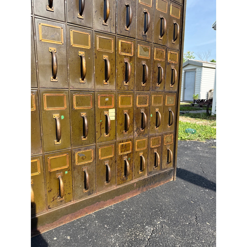 Vintage Industrial 48-Drawer File Cabinet Green Steel Office Antique Art Metal
