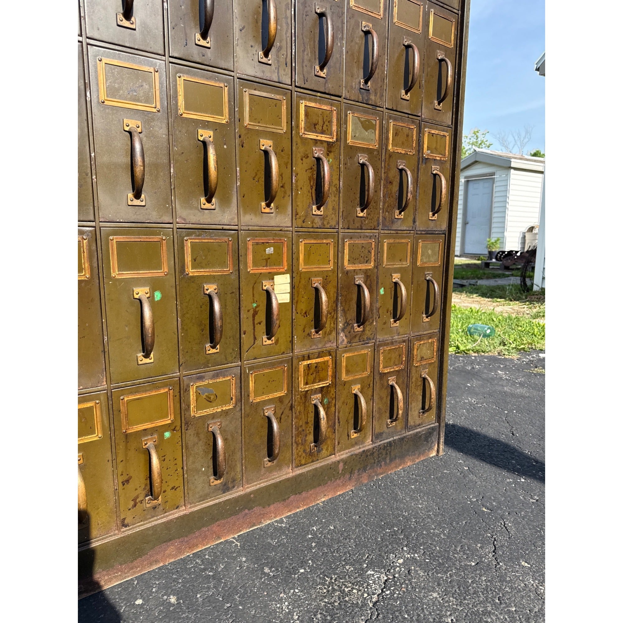 Vintage Industrial 48-Drawer File Cabinet Green Steel Office Antique Art Metal
