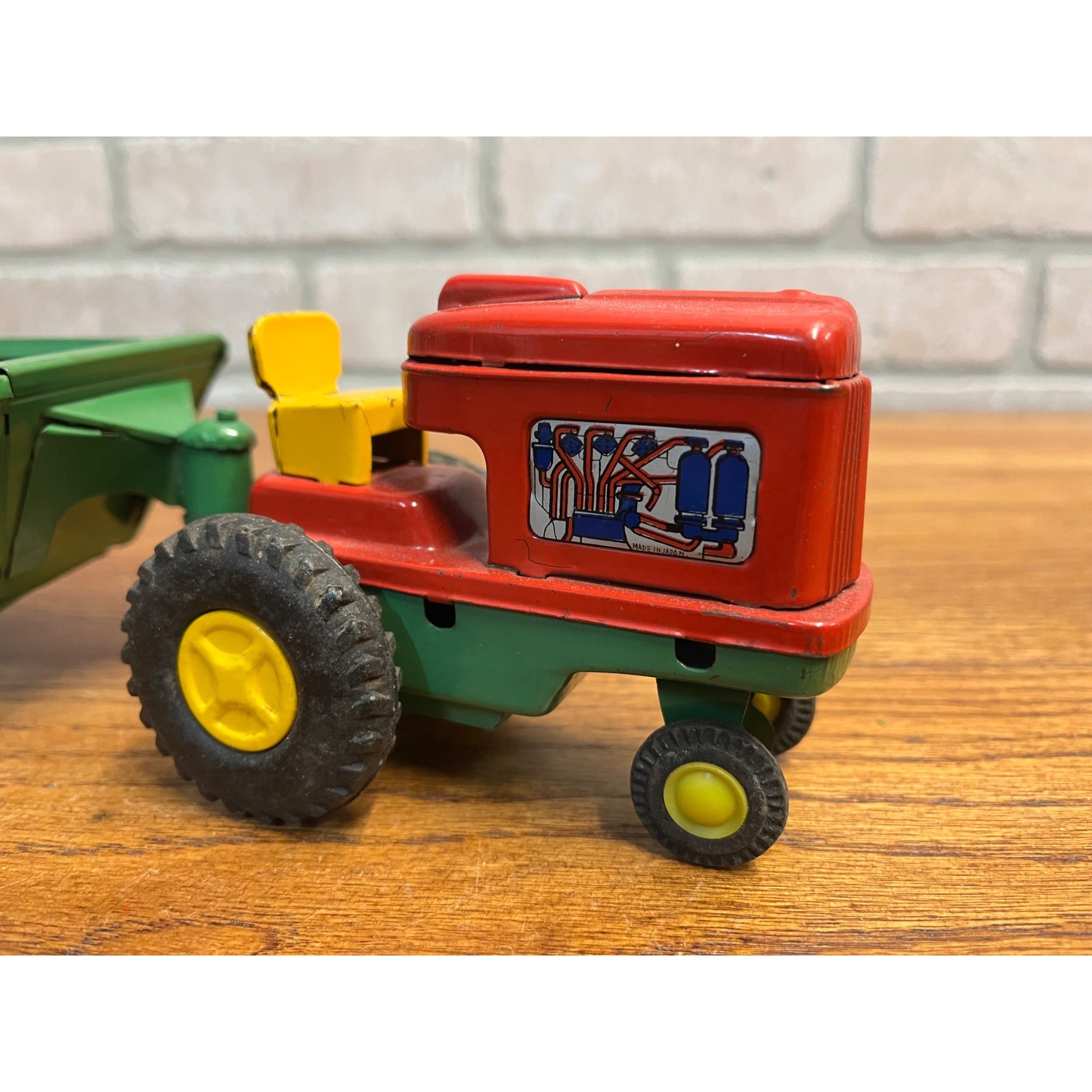 RARE Vintage Tin Litho Farm Tractor & Manure Spreader Friction Toy Japan