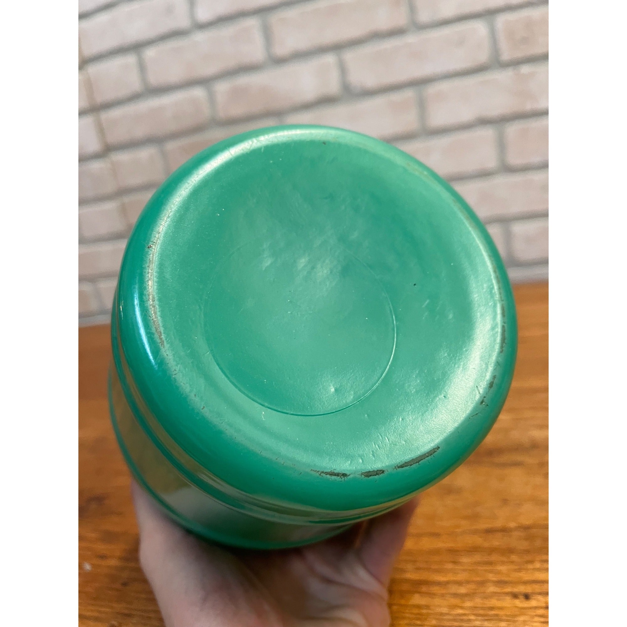 Vintage Kuehn Herring OK Milwaukee Wisconsin Advertising Green Glass Jar w/Lid
