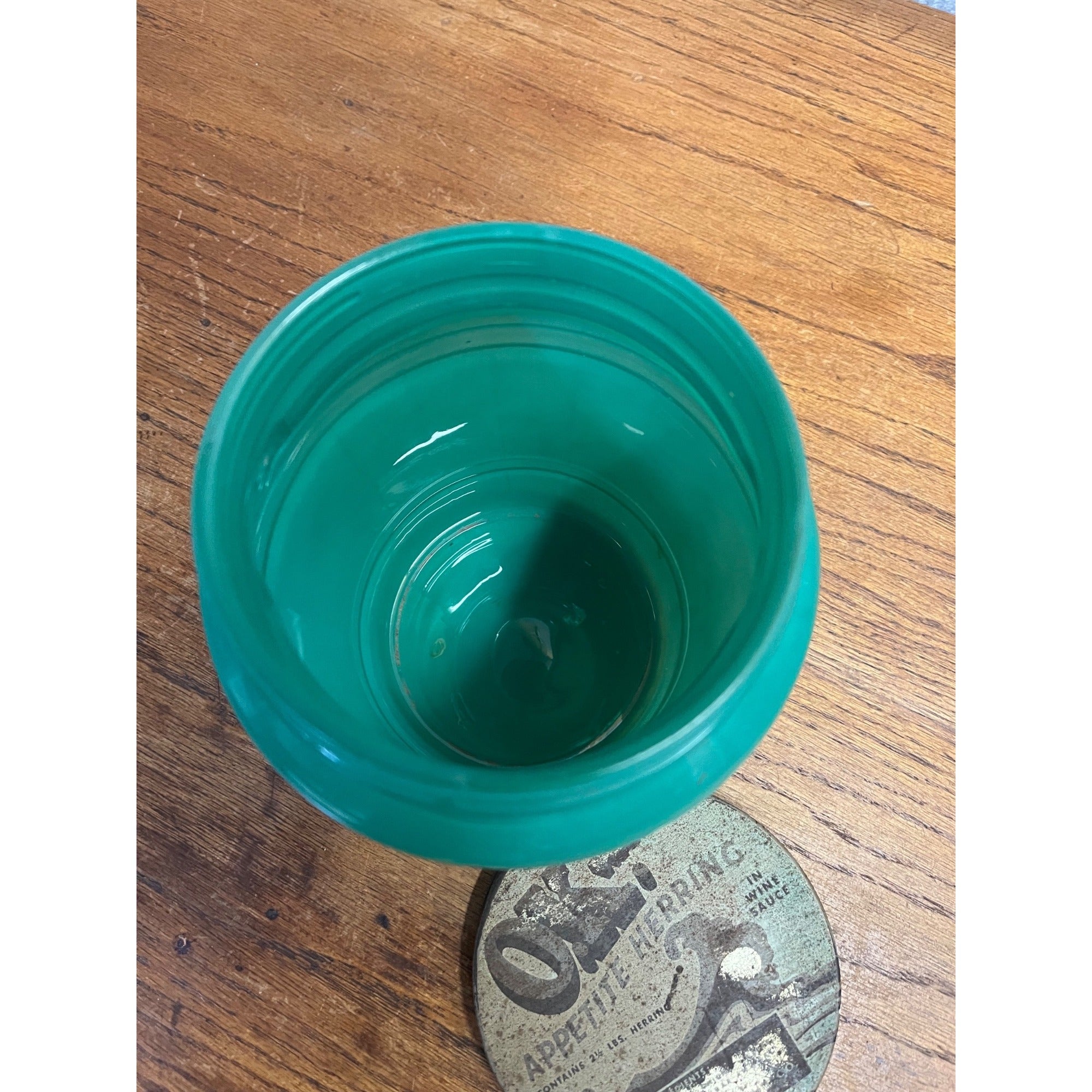 Vintage Kuehn Herring OK Milwaukee Wisconsin Advertising Green Glass Jar w/Lid