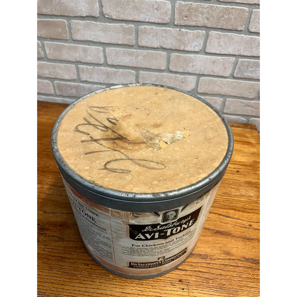 Vintage 1940s Dr. Salsbury's Avi-Tone Poultry Feed Treatment Advertising Can