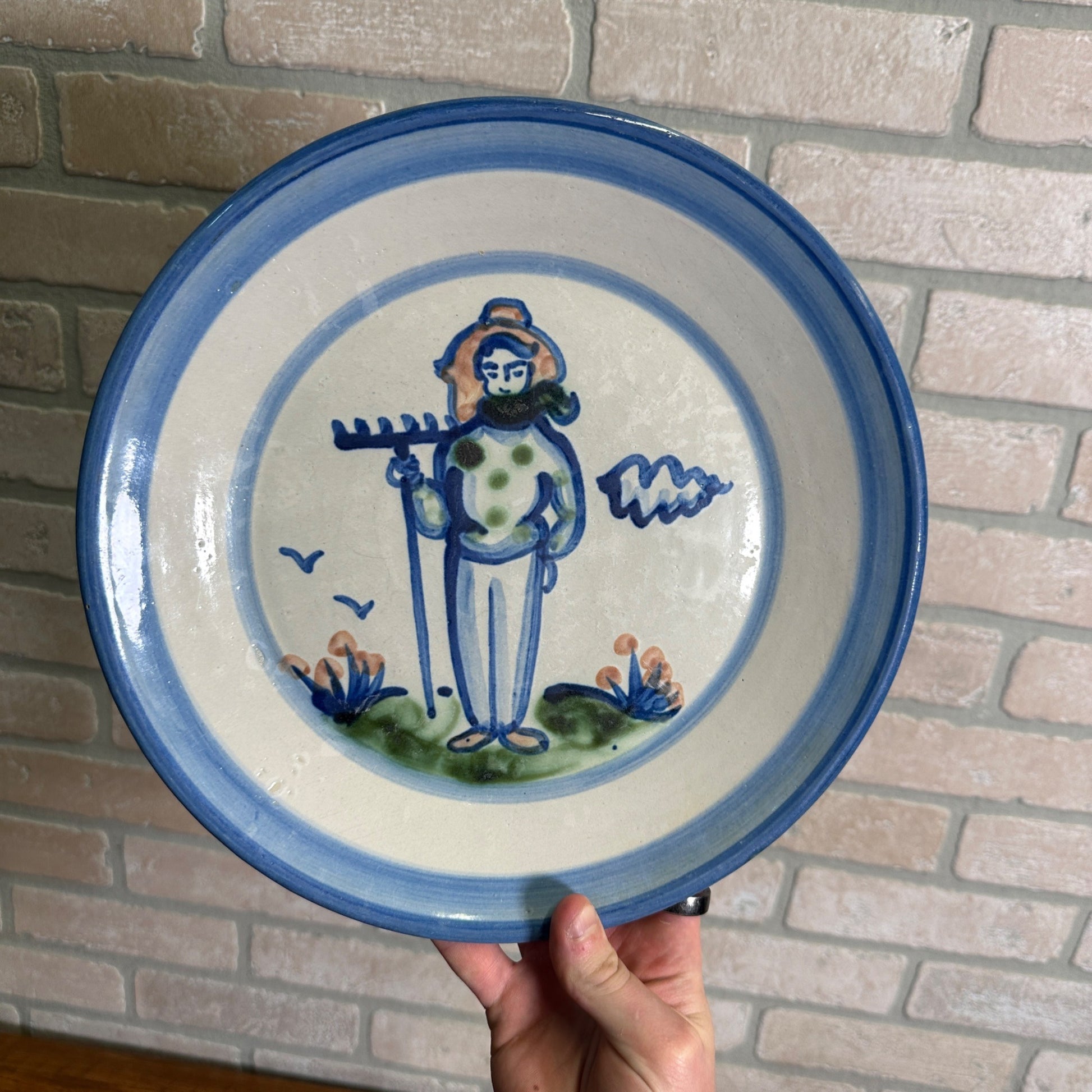 Vintage M.A. Hadley Art Pottery 11-3/4" Dinner Plate Farmer