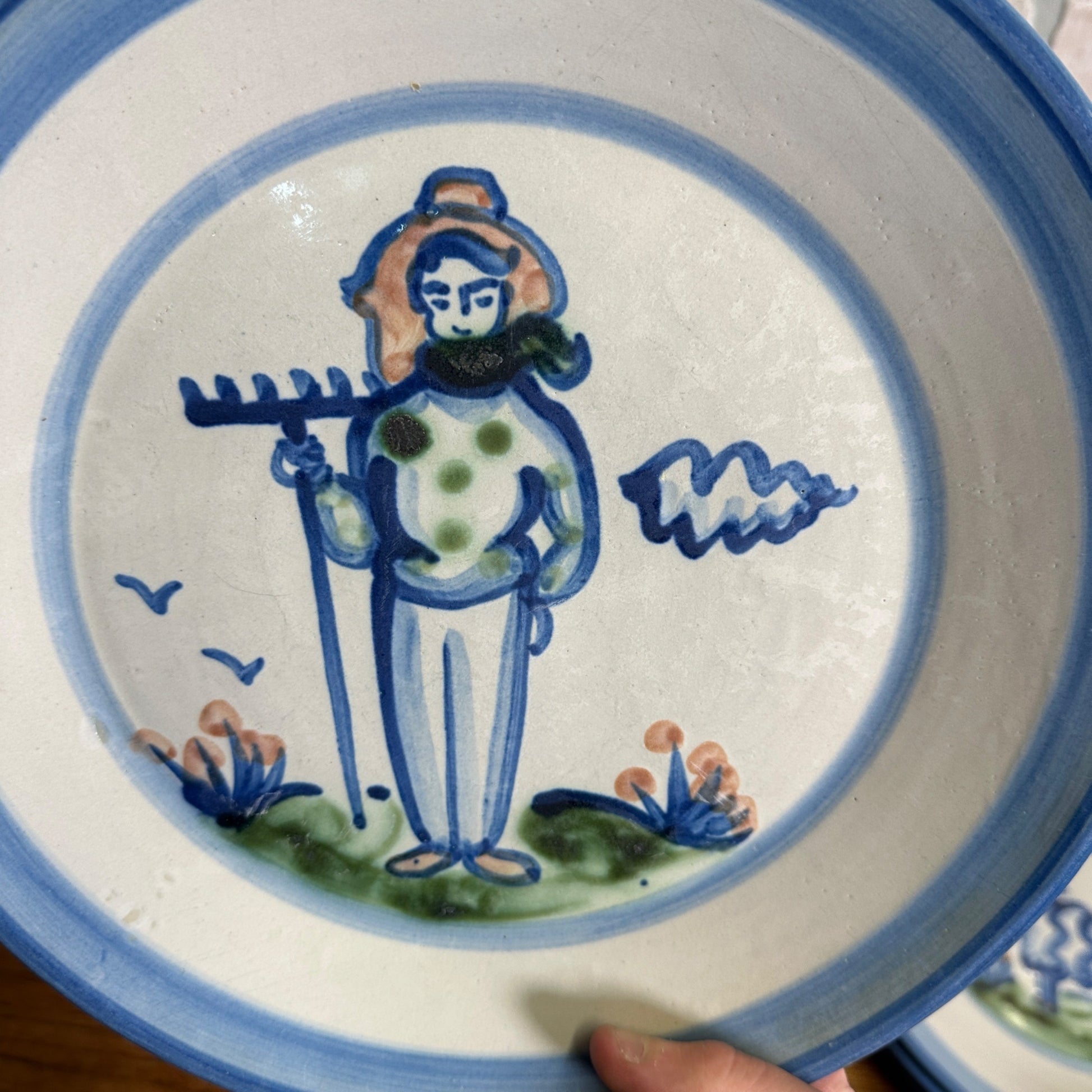 Vintage M.A. Hadley Art Pottery 11-3/4" Dinner Plate Farmer