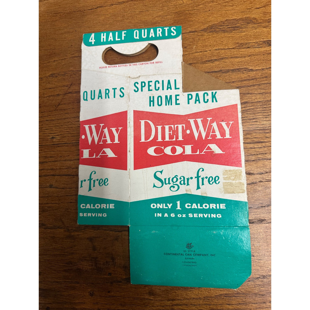 Diet Way Cola Cardboard Carrier Four Pack Carton Bottle 4-Pack Case Vintage Half Quarts