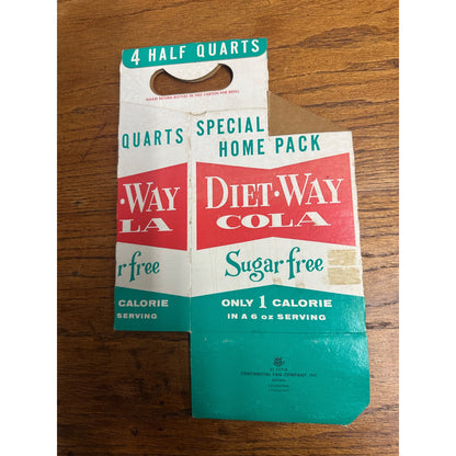 Diet Way Cola Cardboard Carrier Four Pack Carton Bottle 4-Pack Case Vintage Half Quarts