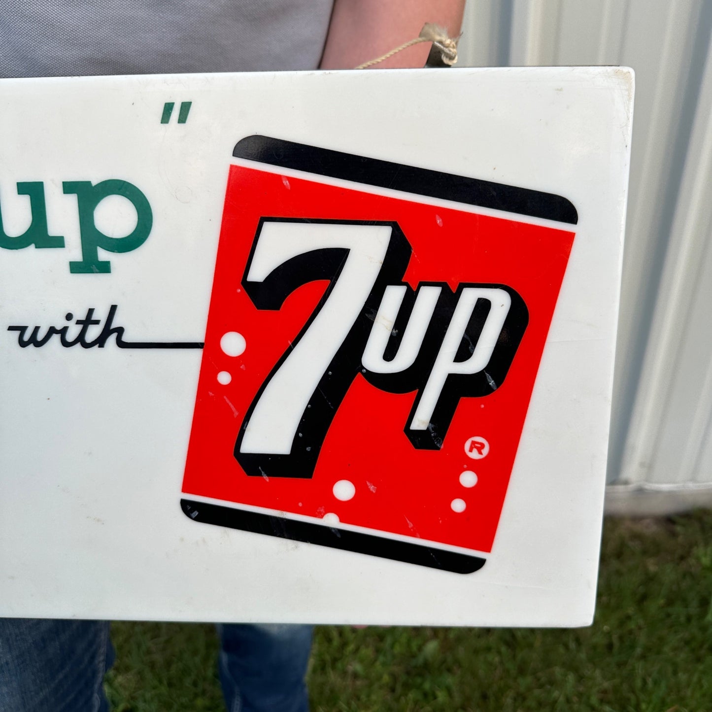 Vintage 7UP Seven-UP Soda Lighted Advertising Sign Clock Fresh Up Everbrite