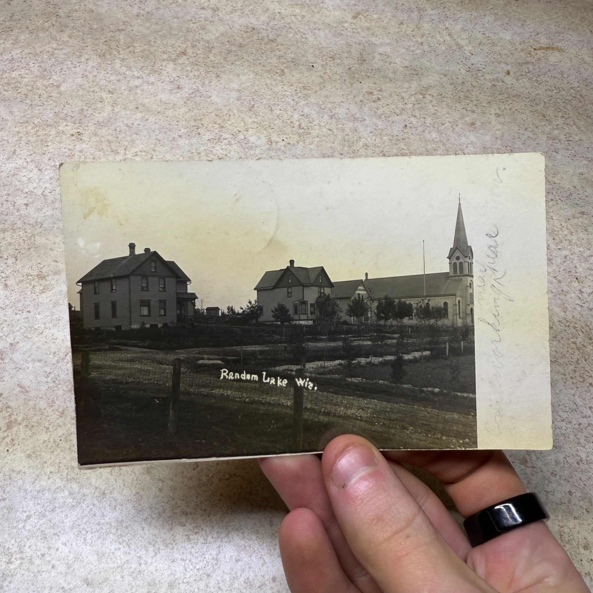 Random Lake Wis RPPC Postcard Chruch 1900s Vogelsang