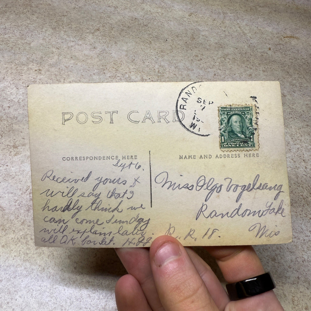 Random Lake Wis RPPC Postcard Chruch 1900s Vogelsang