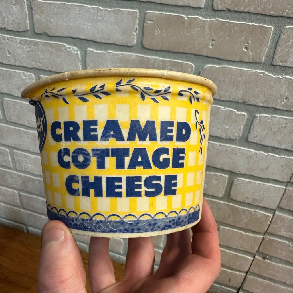 Vintage Kroger Creamed Cottage Cheese Wax Dairy Container Advertising