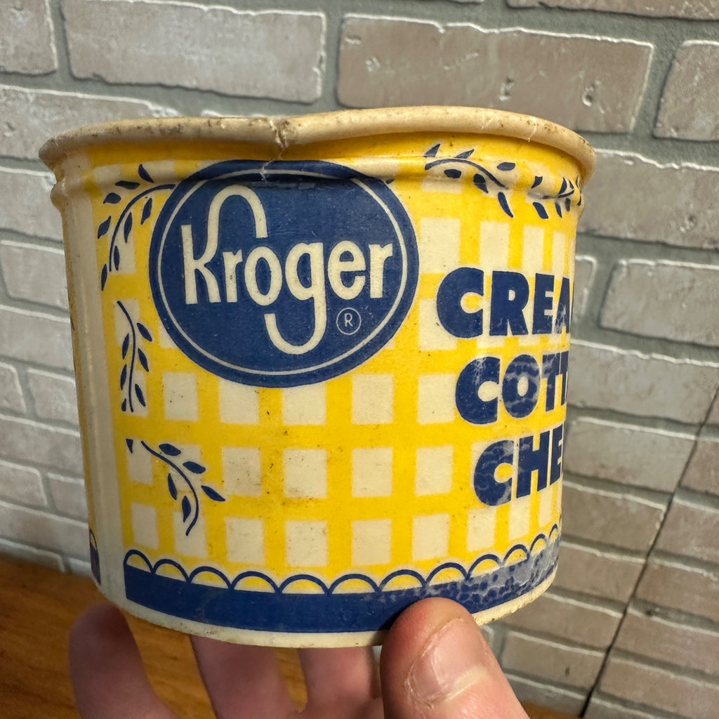 Vintage Kroger Creamed Cottage Cheese Wax Dairy Container Advertising