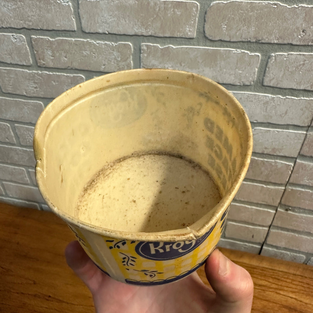 Vintage Kroger Creamed Cottage Cheese Wax Dairy Container Advertising