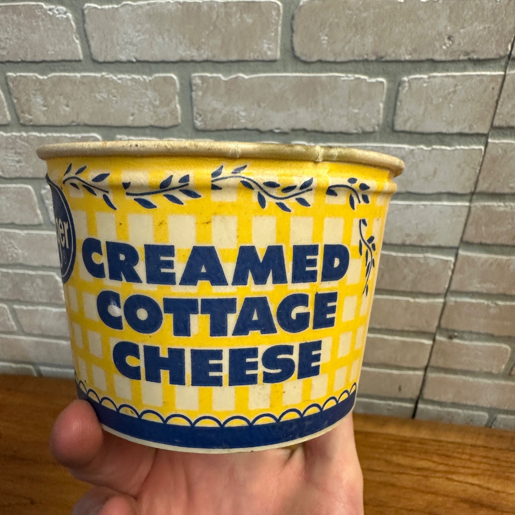 Vintage Kroger Creamed Cottage Cheese Wax Dairy Container Advertising