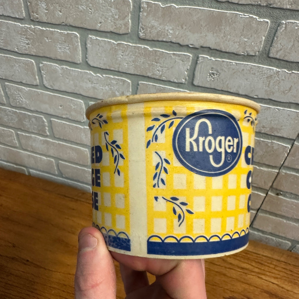 Vintage Kroger Creamed Cottage Cheese Wax Dairy Container Advertising