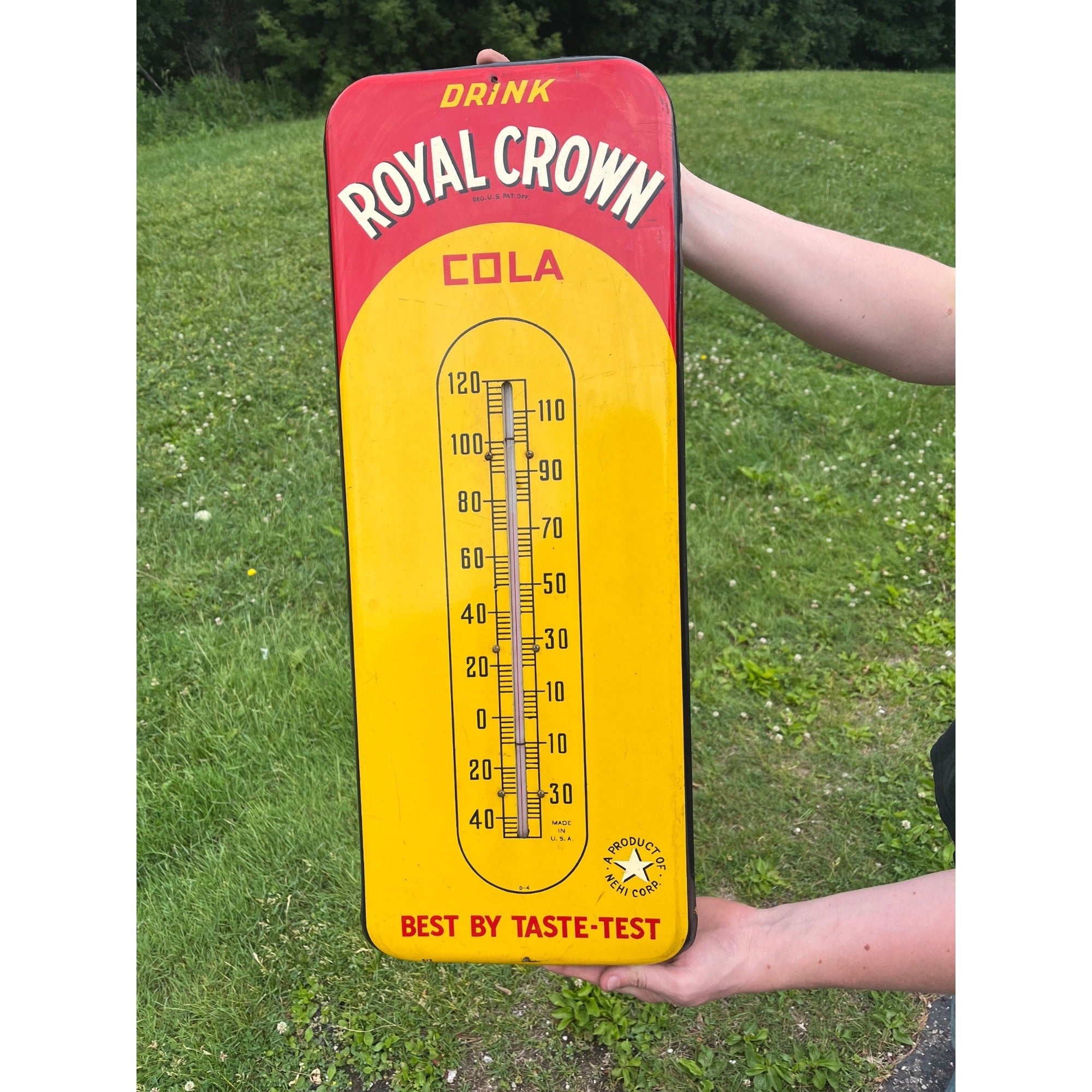 Vintage Royal Crown Cola Thermometer Advertising Sign RC Soda Pop - CLEAN
