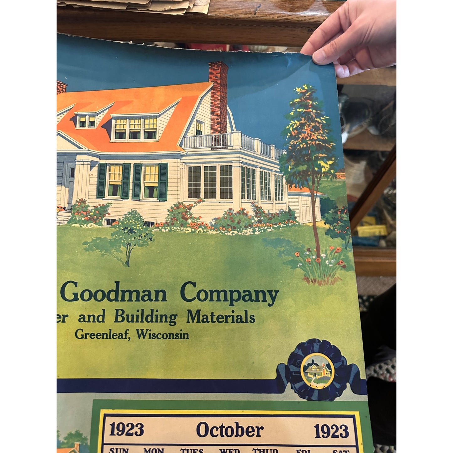 Vintage Fuller Goodman Lumber (Oshkosh Wis) Advertising Calendar Sign Farm Litho