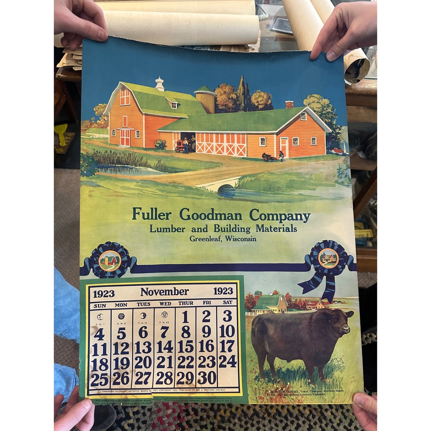 Vintage Fuller Goodman Lumber (Oshkosh Wis) Advertising Calendar Sign Farm Litho