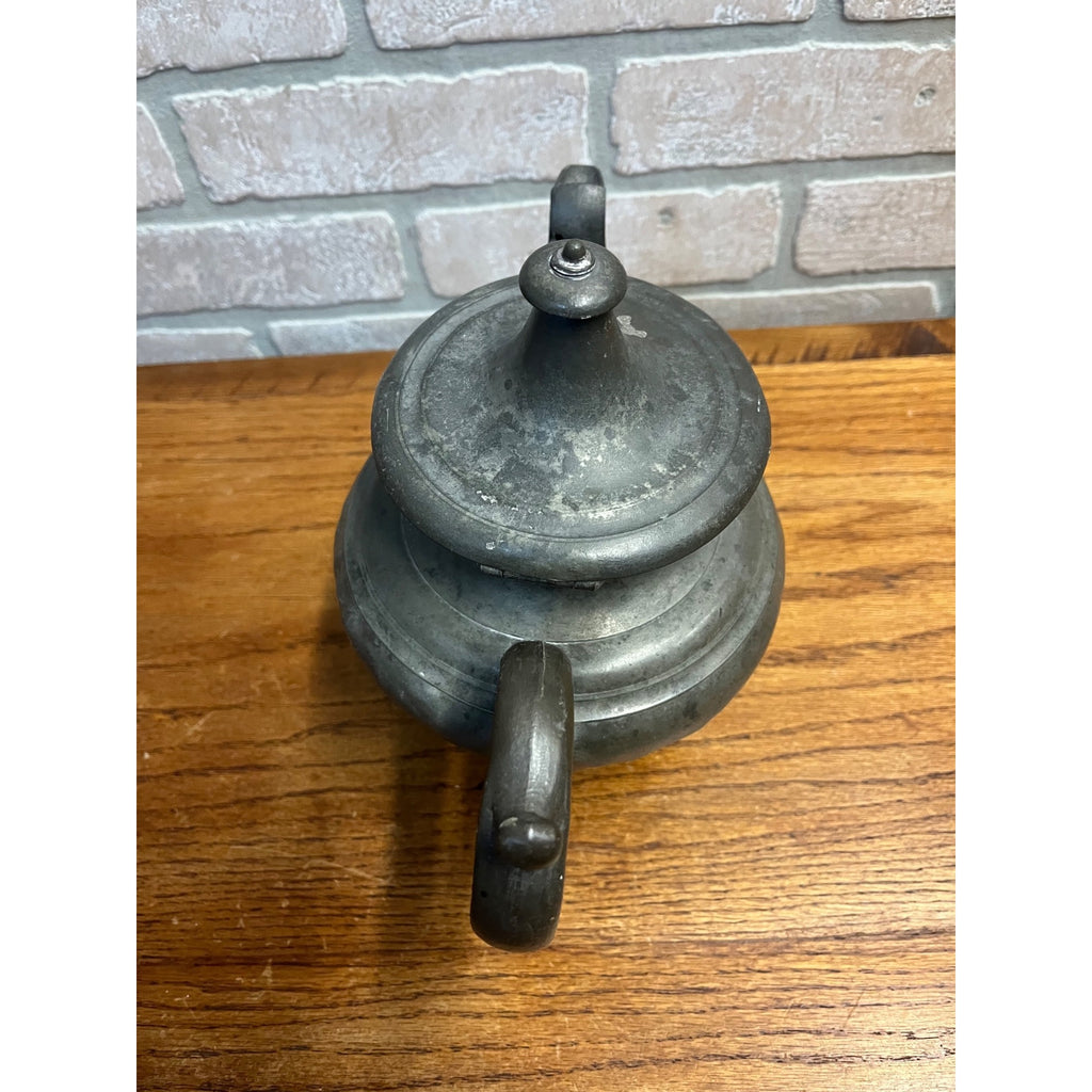 RARE ANTIQUE 19th CENTURY AMERICAN TEAPOT PEWTER signed J. MUNSON of CT 1850s