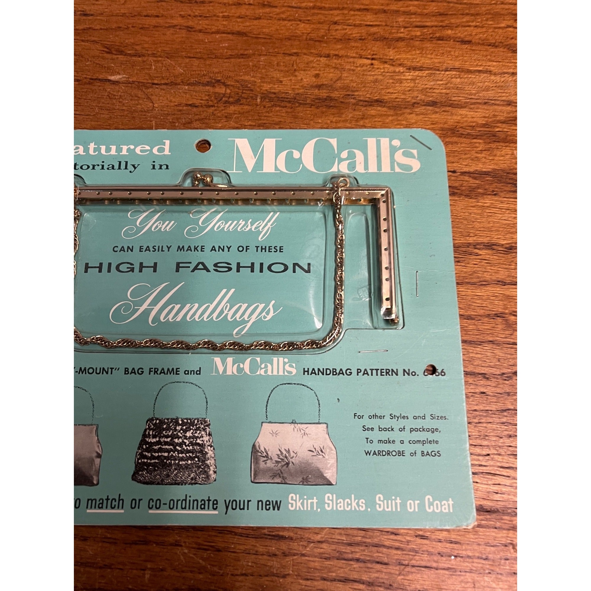 Vintage Traum "Easy-Mount" Bag Frame for McCall's Pattern 6466 7" Gold Finish